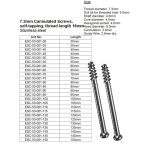7.3mm Cannulated Screws, self-tapping, thread length 16mm Stainless Steel