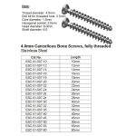 4.mm Cancellous Bone Screws, fully threaded Stainless Steel