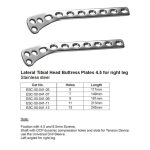 Lateral Tibial Head Buttress Plates 4.5 for left leg Stainless Steel