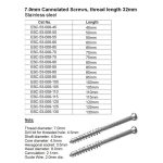 7.0mm Cannulated Screws, fully threaded 32mm Stainless Steel