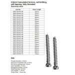 4.5mm Cannulated Screws, self-drilling self-tapping, fully thread Stainless Steel