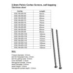 3.5mm Pelvic Cortex Screws, Self-Tapping Stainless Steel